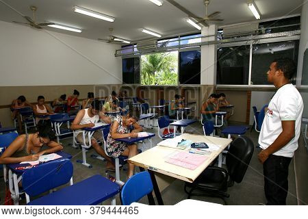 Ilheus, Bahia / Brazil - January 10, 2012: Students Are Seen During Entrance Exams At The State Univ