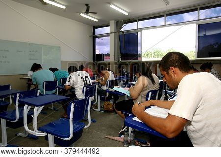 Ilheus, Bahia / Brazil - January 10, 2012: Students Are Seen During Entrance Exams At The State Univ