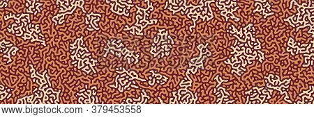 Turing Background, Organic Liquid Texture. Pattern With Fluid Ink Shapes, Beige Orange Brown Color. 