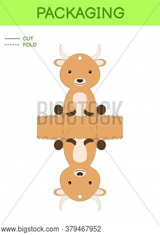 Diy Party Favor Box Die Cut Template Design For Birthdays, Baby Showers With Cute Yak For Sweets, Ca