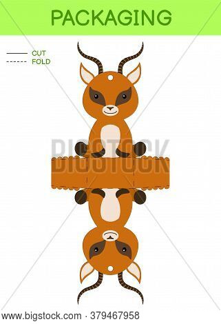 Diy Party Favor Box Die Cut Template Design For Birthdays, Baby Showers With Cute Gazelle For Sweets
