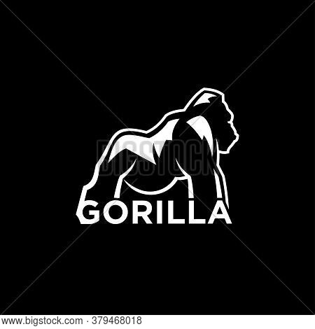 Minimalist Design For Gorillas. Modern, Simple.isolated On A Black Background