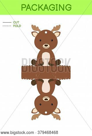 Diy Party Favor Box Die Cut Template Design For Birthdays, Baby Showers With Cute Elk For Sweets, Ca