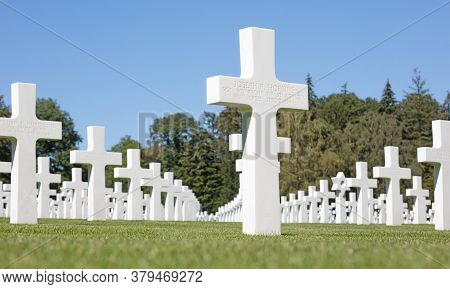 Luxembourg, Luxembourg On July 21, 2020; Graves In The American Mlitary Cemetary In Luxembourg