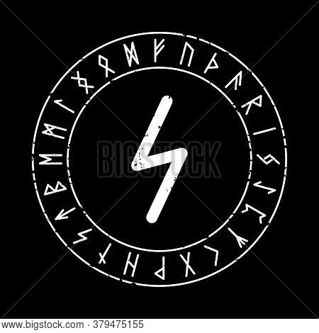 Rune Sowilo On A Black Background In Vector