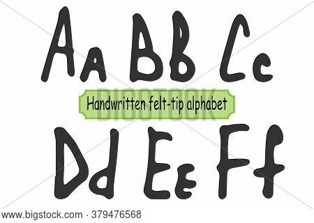 Handwritten Alphabet For Different Print Design. Latin Uppercase And Lowercase Hand-drawn Lettering.