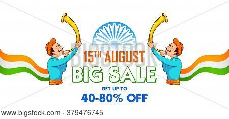 Illustration Of Men Blowing Tutari Horn Showing Welcome On India Background For Happy Independence D