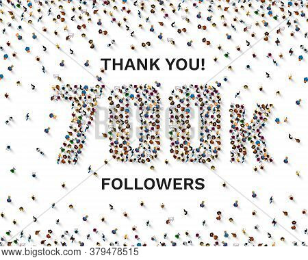 Thank You Followers Peoples, 700k Online Social Group, Happy Banner Celebrate, Vector