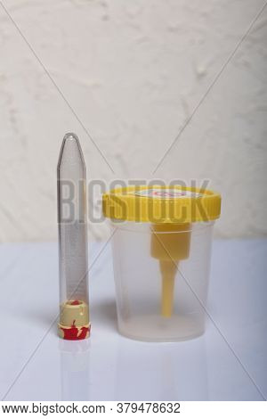 Disposable Medical Polymeric Sterile Container With A Built-in Holder For A Vacuum Test Tube With A