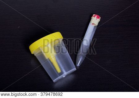 Disposable Medical Polymeric Sterile Container With A Built-in Holder For A Vacuum Test Tube With A