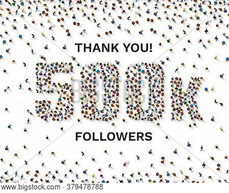 Thank You Followers Peoples, 500k Online Social Group, Happy Banner Celebrate, Vector