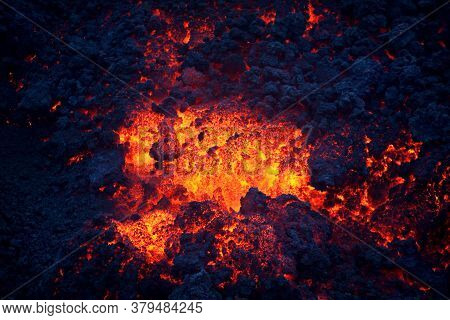 Hot And Cold Parts Of Lava, Pacaya Volcano, Guatemala, Top Of The Mountain