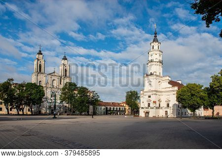 Kaunas, Lithuanian - July, 12, 2015: View Of City Hall In Old Town