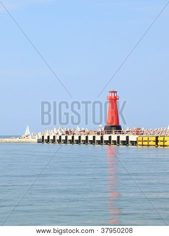 Sea Baltic Lighthouse In Gdansk, Poland