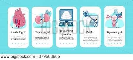 Cardiology Doctor, Therapist And Kidney Treatment Concept Vector. Pyelonephritis And Kidney Stones D