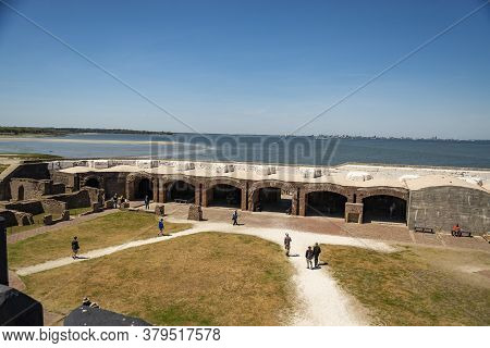 Charleston Sc - March 29, 2019: View Of Fort Sumter Full Of Tourist, National Monument In Charleston