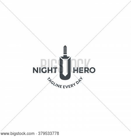 Simple Sword For Fighter And Soldier Silhouette Logo Design Vector