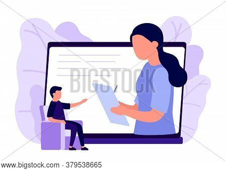 Online Psychological Counseling On Internet. Business Remote Video Communication On Laptop. Assistan
