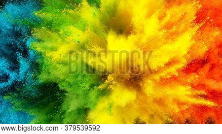 Abstract coloured powder explosion background, various colours