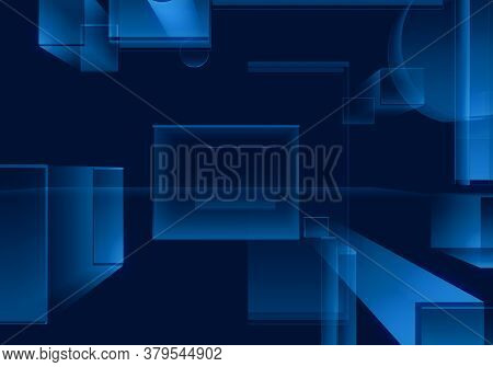 Cyber Blue Isometric Neon City Virtual Reality Background. Abstract Technology Innovation Future Dig
