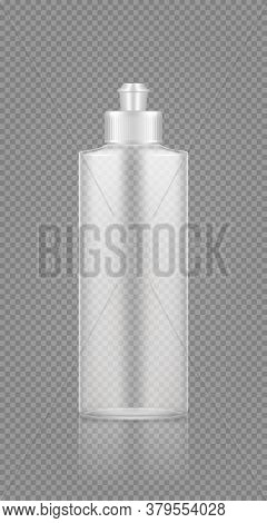 Dishwashing Detergent, Rinser Empty Transparent Plastic Bottle Mockup With Cap