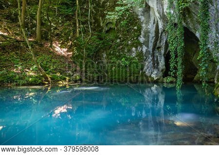 Krupajsko Vrelo (the Krupaj Springs) In Serbia, Beautiful Water Spring With Waterfals And Caves. Hea