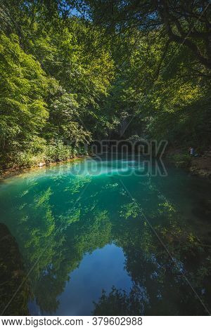 Krupajsko Vrelo (the Krupaj Springs) In Serbia, Beautiful Water Spring With Waterfals And Caves. Hea