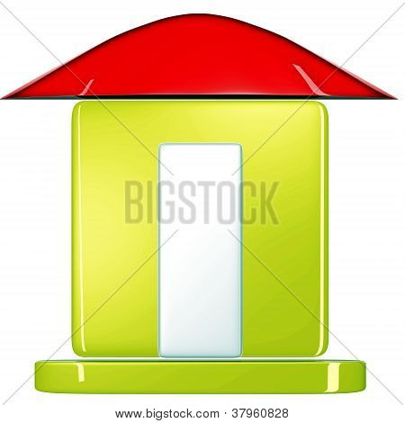 3D 房子模型在光泽的陶瓷材料