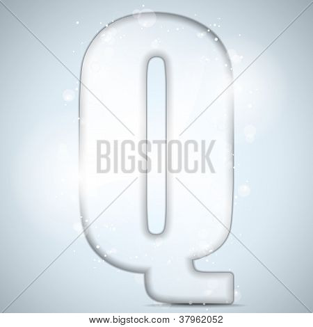 Aakkoset lasi kiiltävä ja kimaltelee tausta KIRJAIN Q