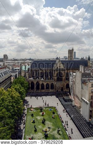 Paris, France - July 22, 2011: Aerial Panorama Of Paris Skyline With The Place Igor Stravinsky Squar