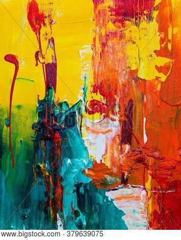 Multi Color Abstract Paint Art Red Yellow Blue