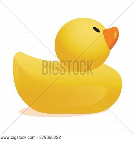 Vector Realistic Yellow Rubber Duck Illustration On A White Backgrouund