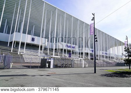 Bordeaux , Aquitaine / France - 10 25 2019 : Matmut Atlantique Stadium Entrance In Bordeaux Facade F
