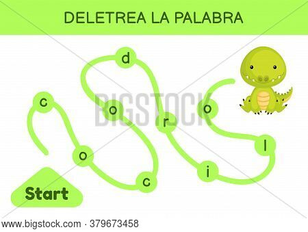 Deletrea La Palabra - Spell The Word. Maze For Kids. Spelling Word Game Template. Learn To Read Word