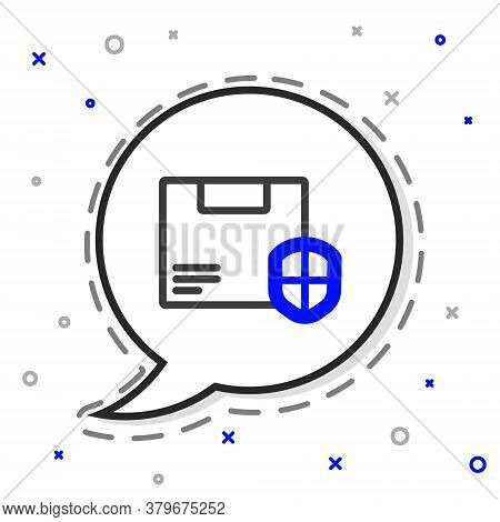 Line Delivery Security With Shield Icon Isolated On White Background. Delivery Insurance. Insured Ca