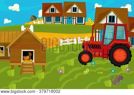 Cartoon Ranch Farm Scene For Different Usage Illustration