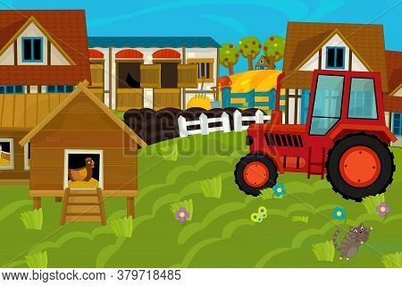 Cartoon Ranch Farm Scene For Different Usage Illustration