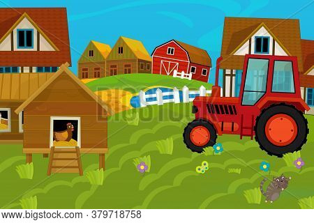 Cartoon Ranch Farm Scene For Different Usage Illustration