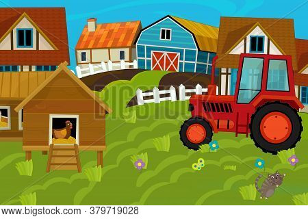 Cartoon Ranch Farm Scene For Different Usage Illustration