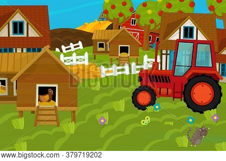 Cartoon Ranch Farm Scene For Different Usage Illustration