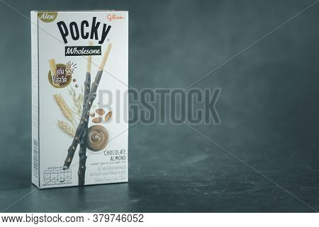 Bangkok, Thailand - August 6, 2020 : Glico Pocky Biscuit Sticks Box New Flavour Of Pocky Wholesome C