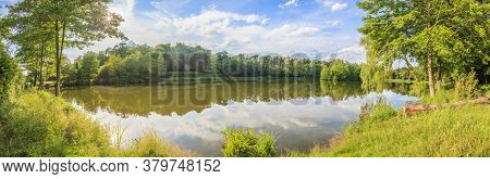 Peaceful Scene From Lovely Small Lake Near Frankfurt In Twillight