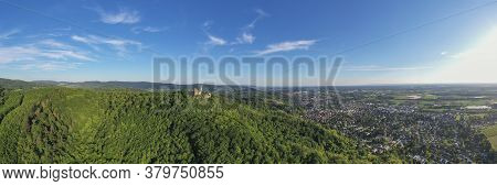 Panoramic Aerial View Of The German Town Bensheim In Summer During Daytime