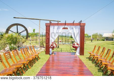 Ceremony Stage Prepared On Bealtiful Sunny Day