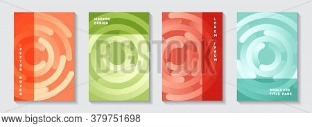 Corporate Catalogue Covers Collection. Graphic Poster Circles Swirl Vector Backgrounds. Aim Goal Ach