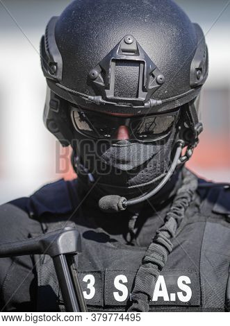 Bucharest, Romania - July 29, 2020: Officer From The Special Actions And Intervention Service (sias)
