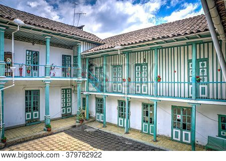 Guaranda, Bolivar Province, Ecuador - November, 2013: An Old Colonial And Traditional House, With Ma