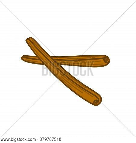 Cinnamon Stick Doodle Icon, Vector Color Illustration