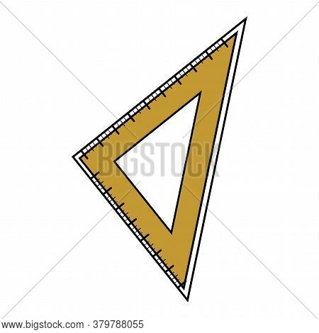 Wooden Square Ruler Icon. School Supllies Icon - Vector