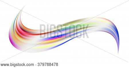 Colorful Flow Brushstroke. Wabe Sea Isolated Line.. Realistic Volume Brush Stroke. Liquid Paint Ink 